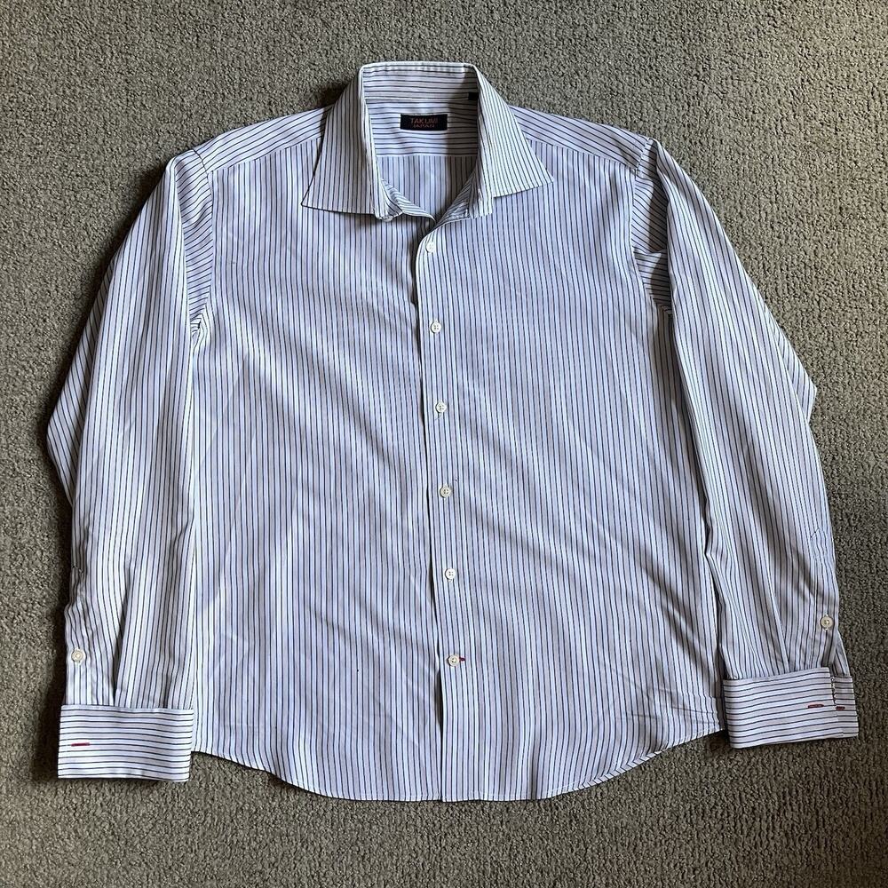 Takumi Japan Striped Dress Shirt Paisley French Cuffs Men’s Large L Button Up